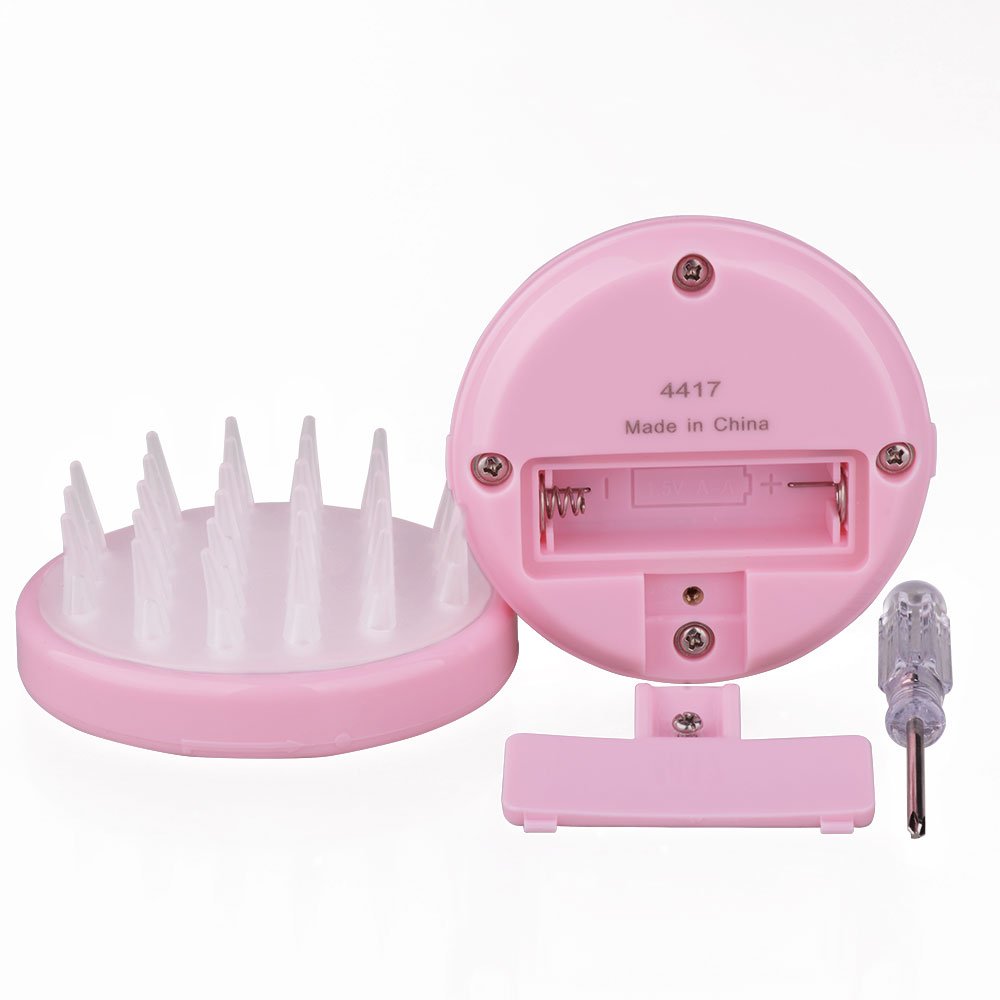 H01 Electric Handheld Hair Massager, 2 Mode Soft Vibration Comb Scalp Massager for Deep Hair Clean and Head Muscle Relax, Battery Powered - Pink : Beauty