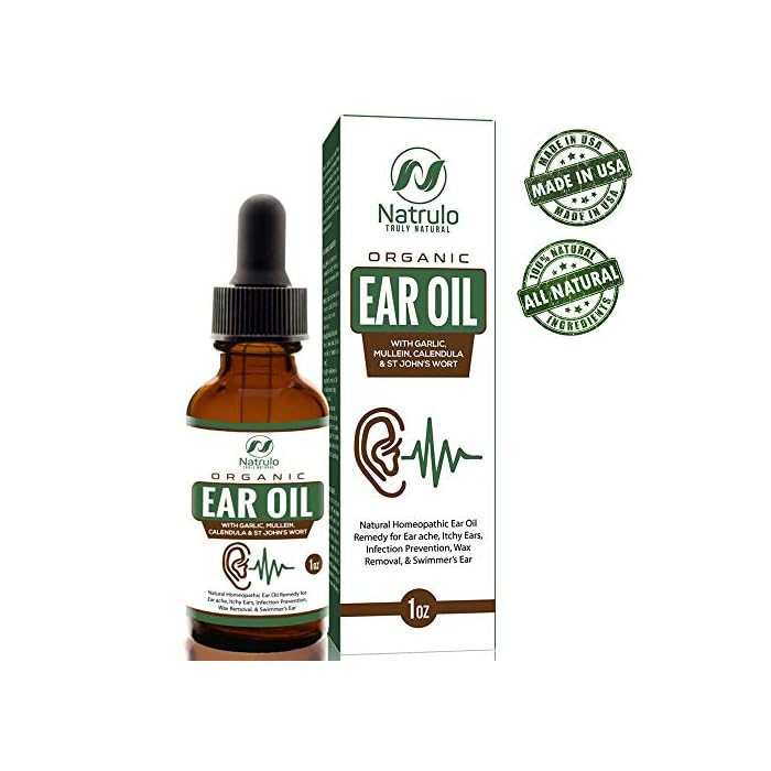 Organic Ear Oil for Ear Infections – Natural Eardrops for Infection Prevention, Swimmer's Ear & Wax Removal – Adults…