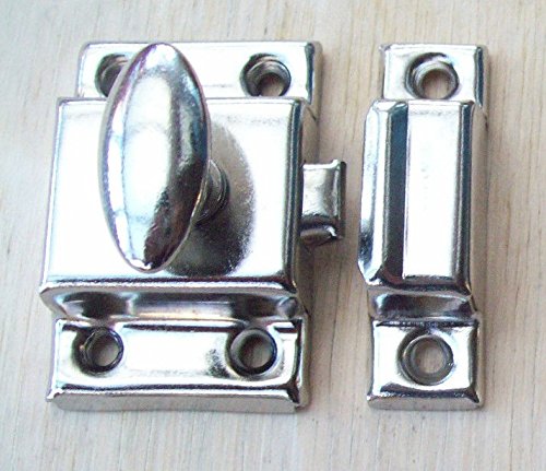 Ironmongery World Small 45mm Cupboard Door Thumb Turn Catch Latch Lock in 2 Finishes - Chrome Plated