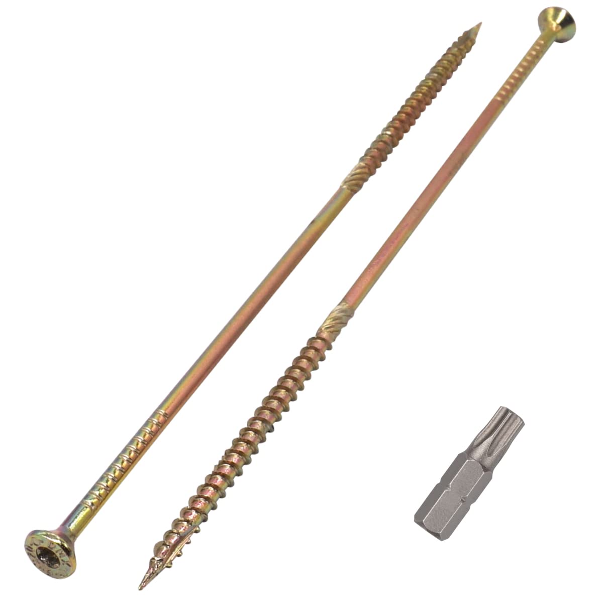 SKIR'CO (10 pcs) Universal Zinc Plated Steel 6.0 x 240 mm Yellow Wood Screws, Countersunk Head, Torx Head, Type 17, Chipboard Screws