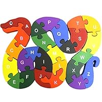 Muxihosn Colorful Snake Letter and Numbers Puzzles Wooden Winding Jigsaw Puzzles Toys for Preschool Educational Learning Toddlers,Kids,Boys,Girls,3-5 Years Old or up