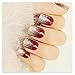 Dongcrystal Set of 24 False Nail Chic Wine Red Fake Nail with Bling Silver powder Full Cover Medium Nail Tips