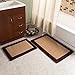 2 pc Memory Foam Bath Mat Set by Lavish Home - Faux Linen Fleece - Chocolate