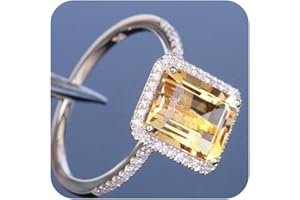 LRESJJIUJ 18K Gold Plated Emerald Cut 4ct Yellow Cubic Zirconia Cocktail Engagement Wedding Anniversary Rings Sterling Silver Yellow Topaz Rings for Women (8)