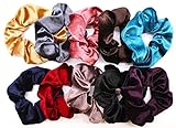 Solace Velvet Hair Scrunchies | Soft Elastic Hair Ties | 10 Pack | Variety Set of Bobbles | Hair Bands for Women In a Pack of 10 Colors