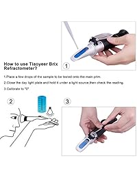 Tiaoyeer Brix Refractometer con ATC Digital de mano Refractometer para cerveza vino frutas azúcar, doble escala específica Gravity 1.000 1.130 y Brix 0 32  (negro)