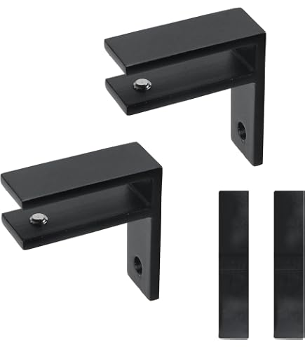 DIICCYO 4-Pack Black Stainless Steel Glass To Glass Clamps - 180° Balustrade Clamps For 10-12mm Thick Panels, Pool Fence & Stair Railings
