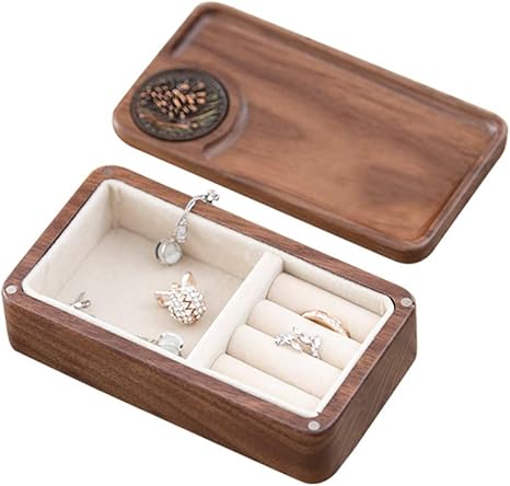 Amazon ジュエリー ボックス リング 収納 アクセサリーケース 宝石箱 木製 オーガナイザーディスプレイ収納ケース 携帯用 ネックレス収納 ジュエリー収納 オンライン通販
