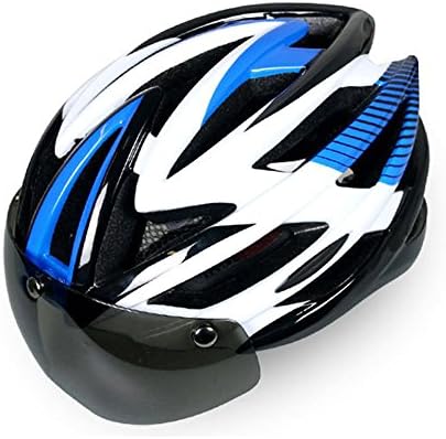 Bomwill Helmet - Bicycle Helmet Adult Safety Ultra Light Air Attack Shield Helmets with Goggles, Adjustable Protector Bike Helmet with Visor Shield for Women and Men (Blue)