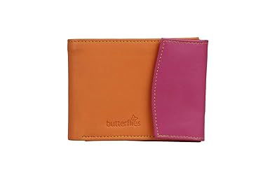 Butterflies Womens Wallet (Orange / Pink) (BNS 2047)