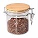 77L Glass Airtight Jars, Food Storage Container 18.58 FL OZ (550 ML) with Airtight Clamp Wood Lids and Leak Proof Rubber Gasket, Storage Canister for Serving Coffee Been, Tea, Flour, Sugar and More