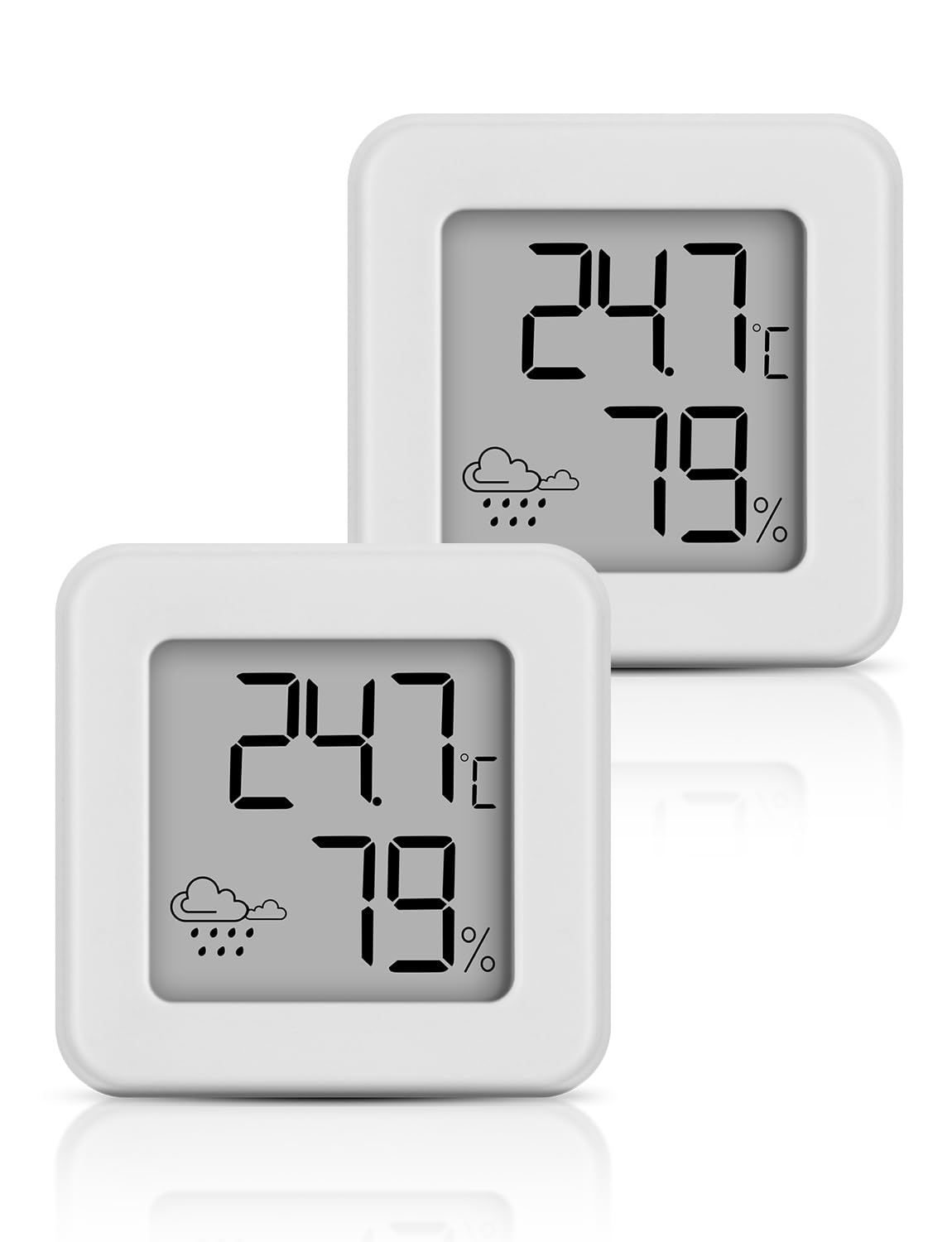 Digital Indoor Thermometer Hygrometer Mini， Room Temperature Monitor and Humidity Meter Temperature Humidity Gauge (white-2packs)
