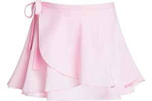 Nokecina Girls Ballet Dance Skirt for 3-12 Years Old Kids Sparkly Pull-On/Wrap Chiffon Dancewear Pink Black White Purple