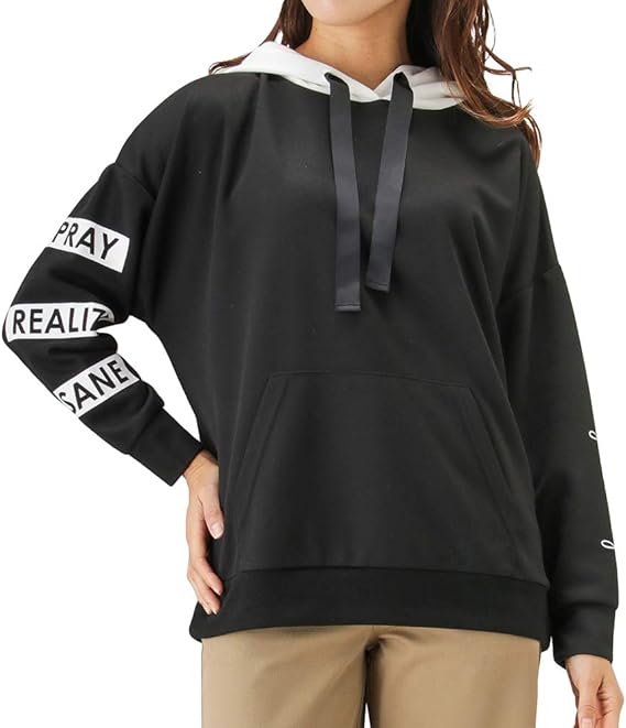 Amazon Free Nature フリーネイチャー 袖ロゴ フードパーカ パーカー スウェット 長袖 大きいサイズ 1dm レディース ブラック F トレーナー パーカー 通販