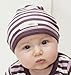 L'ovedbaby Unisex-Baby Newborn Organic Cute Cap, Eggplant Stripe, 0/3 Months