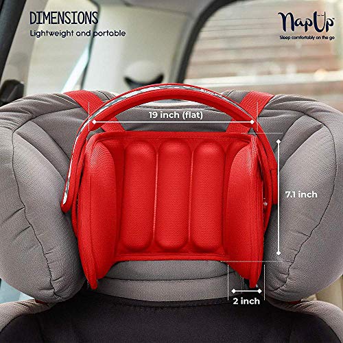 NapUp Child Car Seat Head Support - A Comfortable Safe Sleep Solution (Red).