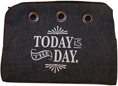 Natural Threads Deluxe Lined Fabric Zipper Pouch or Clutch ~ Denim (Today is the Day; 8" x 6")