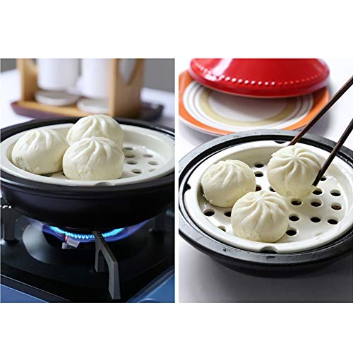 CCSU-Moroccan-Tagine-Pot-with-Red-LidCeramic-Casserole-Steamer-Braiser-Pan-Healthy-Saucepan-Earthen-Pot-for-Braising-Slow-Cooking-Black-073quart