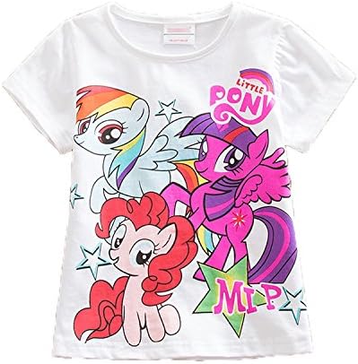 Wnitefg Girls My Little Pony Cotton Short Sleeved T-Shirt White