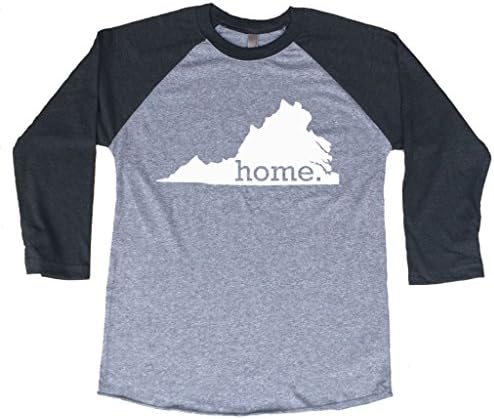 Homeland Tees Virginia Home 3/4 Length Baseball Style Raglan T-Shirt Large Black/White