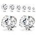 3-8 MM Mens Ladies White Cubic Zirconia Stud Earrings Stainless Steel Screw Back Post, 2pcs (8MM)