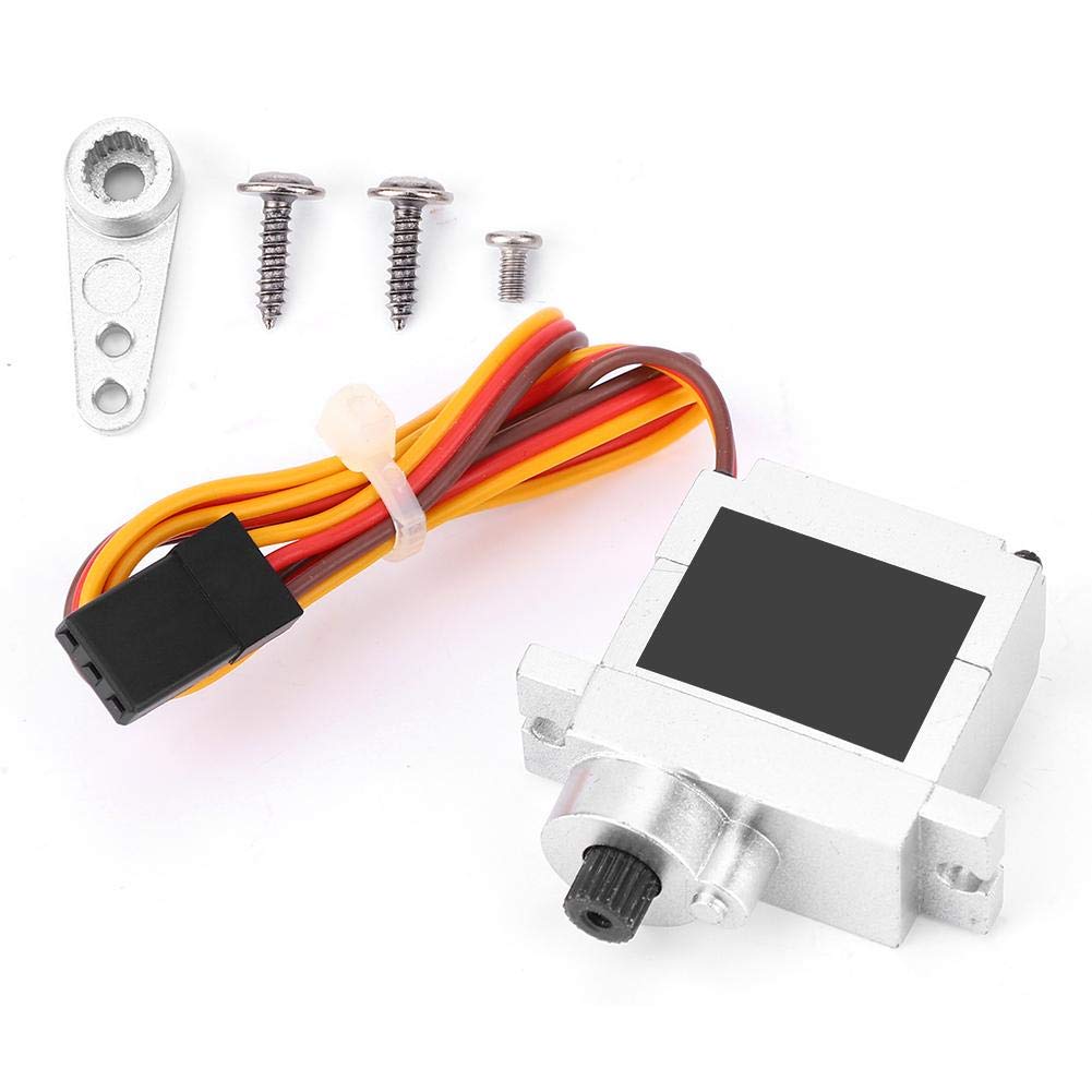 RC Metal Servo, 9G Metal Servo Steering Engine Upgrade Spare Accessory Compatible with WPL B1 B14 B16 B24 C14 C24 B36 1:16 RC Truck(Silver)
