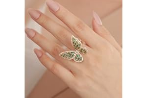 Aimimier Crystal Butterfly Ring Cubic Zirconia Bow-Knot Knuckle Ring for Women Girls