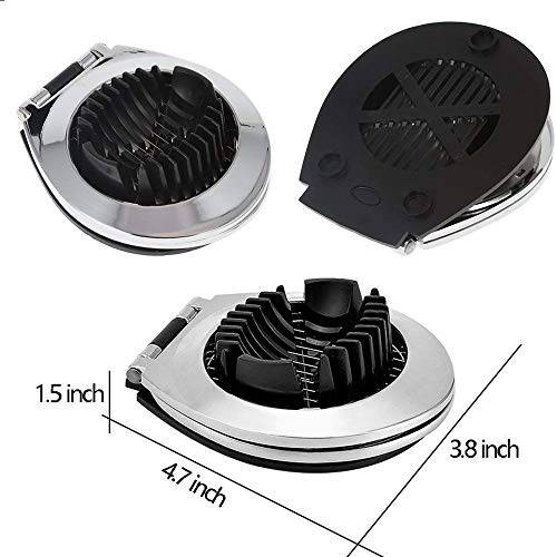 Egg Slicer, Multi-function Egg Slicer, 2-in-1 Slice and Wedge Cut Boiled Egg Slicer, 9-Blade Stainless Steel Multi-Purpose Fruit Slicer Kitchen Tool, Black