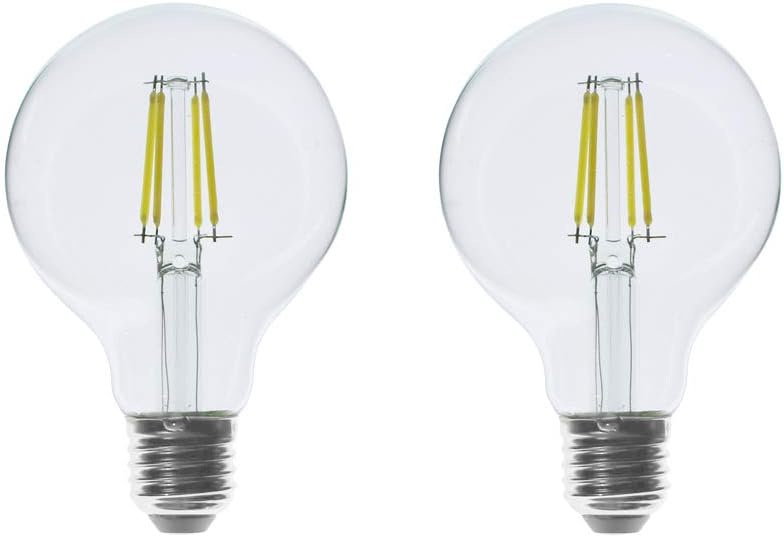 WULUN LED E27 Edison Screw Globe G80 Bulb 4W, Equivalent 40W, Clear Filament Glass, 6500K Cool White, 400 Lumen