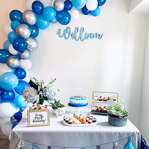 Balloon Garland Arch Kit, 110Pcs Baby Blue, Royal Blue, Sky Blue, Confetti and Silver Metallic Balloons for Birthday, Engagement, Wedding, Boy Baby Shower, Picnic or Any Party Decorations. - Thumbnail 3