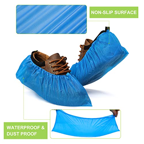 Fuxury 100 Pack (50 Pairs) Disposable Booties for Shoes Covers, Waterproof Shoe Booties