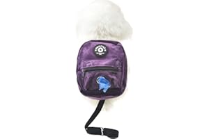 FLAdorepet Dog Backpack Harness with Leash, Dog Poop Bag Dispenser, Pet Self Carrier Adjustable Travel Hiking Walking Harness Backpack for Small Medium Dogs (S((Fit:5-10lb) Purple)