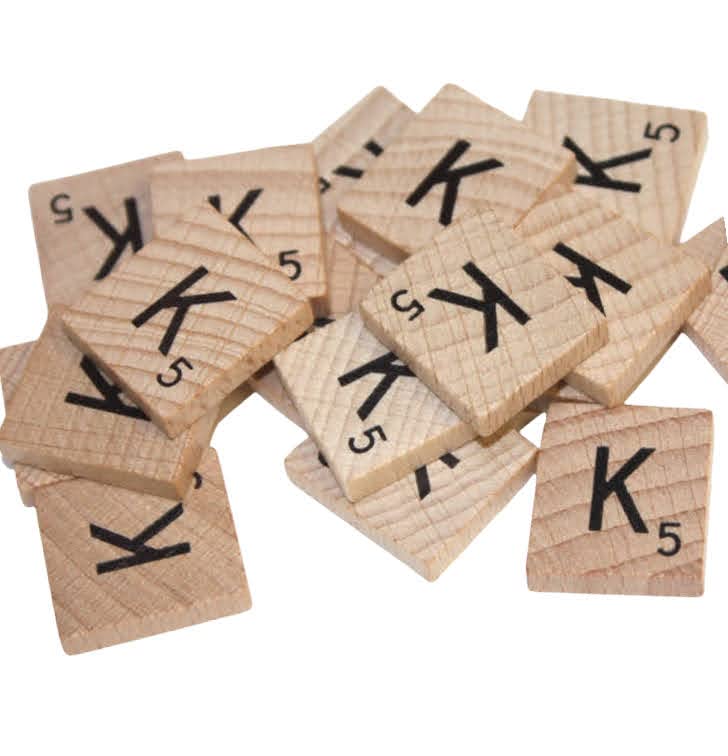 WOA Words of art Wooden Scrabble Tiles Arts Craft Create Personalised Gifts (Letter K, 50 Pack)