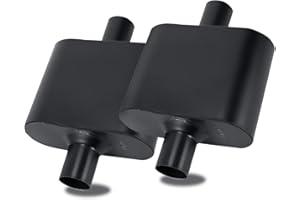 TECTRUC Mufflers Single Chamber 2.5" Universal Muffler Performance Exhaust Muffler 2.5 inch,Aggressive Sound,Black,2pack