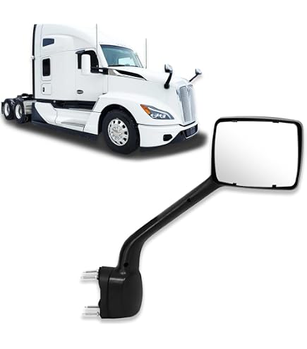 Pair Heated Black Hood Side Mirrors – Fits Kenworth T680, Peterbilt 579 – ZHIYI, 1-Year Warranty