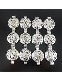 juliewang 24pcs Mixed Plata Collar Con Colgante Camafeo para aromaterapia difusor de aceites esenciales