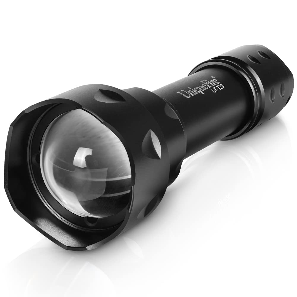 UniqueFire 3 Mode T20 IR 850NM LED Adjustable Focus Zoomable Balck Flashlight 38mm Convex Lens Black Torch