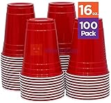 Stack Man Red [16 oz-100 Pack] Party, Cold Drink Plastic Disposable Cups