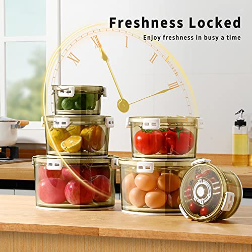 Fruit Storage Containers for Fridge, GONGQIN 3 Packs Fresh Vegetable Saver Sealed Box Containers With Drain Plate for Refrigerator Food Salad Lettuce Keeper BPA Free