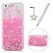 iPhone 6 Case, iPhone 6S Case, KASOS Colorful Painting Cute Pink Pattern Bling Glitter Powder Quicksand Soft TPU Frame PC Bottom Shell Slim Fit Lightweight Bumper Cover & Dust Plug & Stylus - Flamingo
