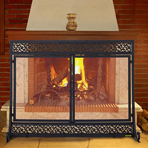 VEVOR Fireplace Screen, 39 x 31 Inch, Double Door Iron Freestanding