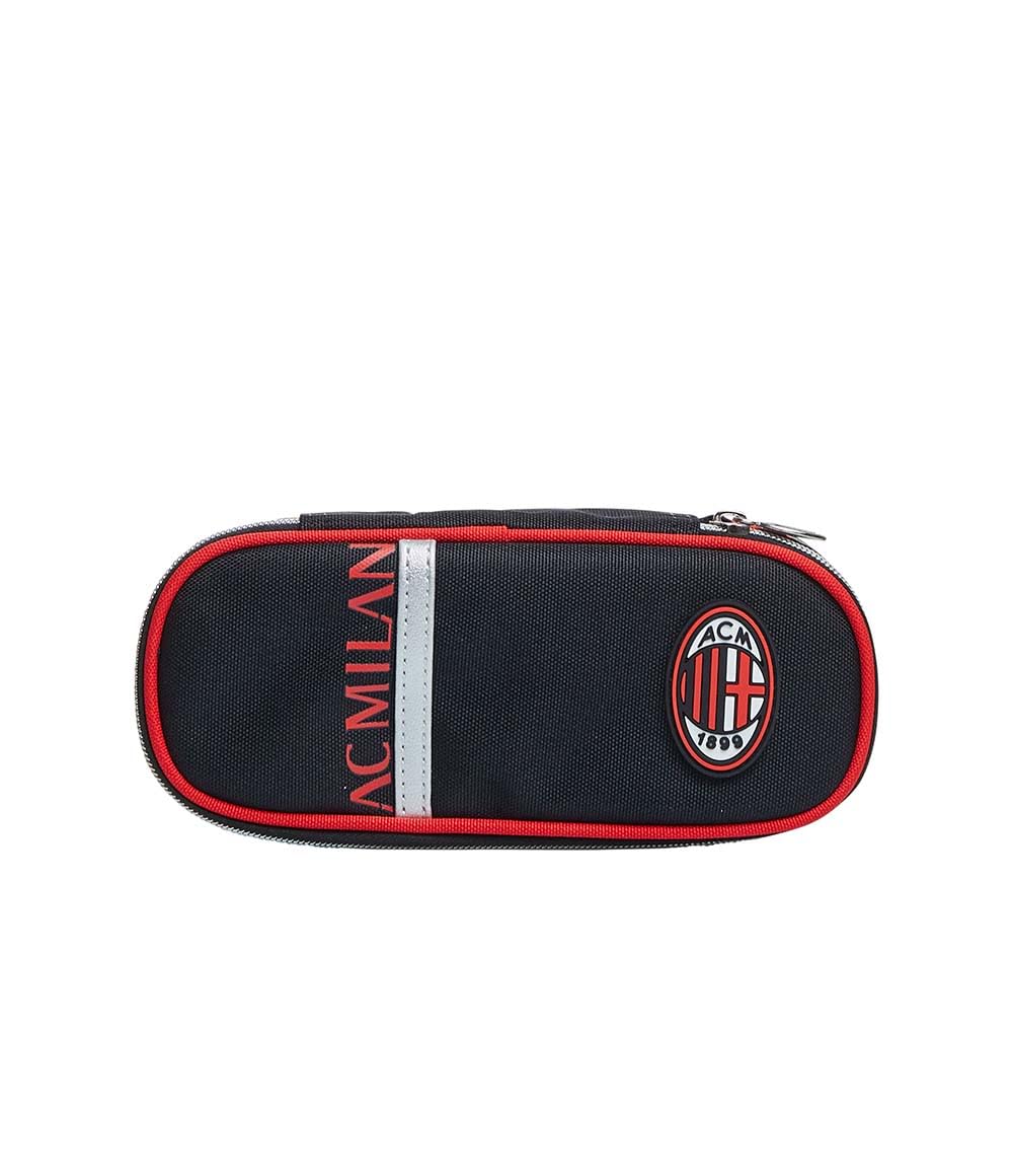 Seven Milan, Unisex Oval Pen Bag with Elastic Pencil Holders - Children, Black, One Size
