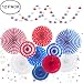 Presidents Day Party Decorations Set - Stars Stripe, Hanging Paper Fans, Pinwheel, Paper Streamers Kit for Valentines Bday Easter Patriotic Favor Backdrop Baby Shower Housewarming Red White Blue D&eacute;cor primary