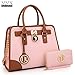 MMK collection Women Fashion Pad-lock Satchel handbags with wallet（2553）~Designer Purse for Women ~Multi Pocket ~ Beautiful Designer Handbag Set