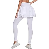 Ibeauti Womens UPF 50+ Yoga Skirted Capri Leggings Golf Tennis Pants with Skirt for Running Workout Active