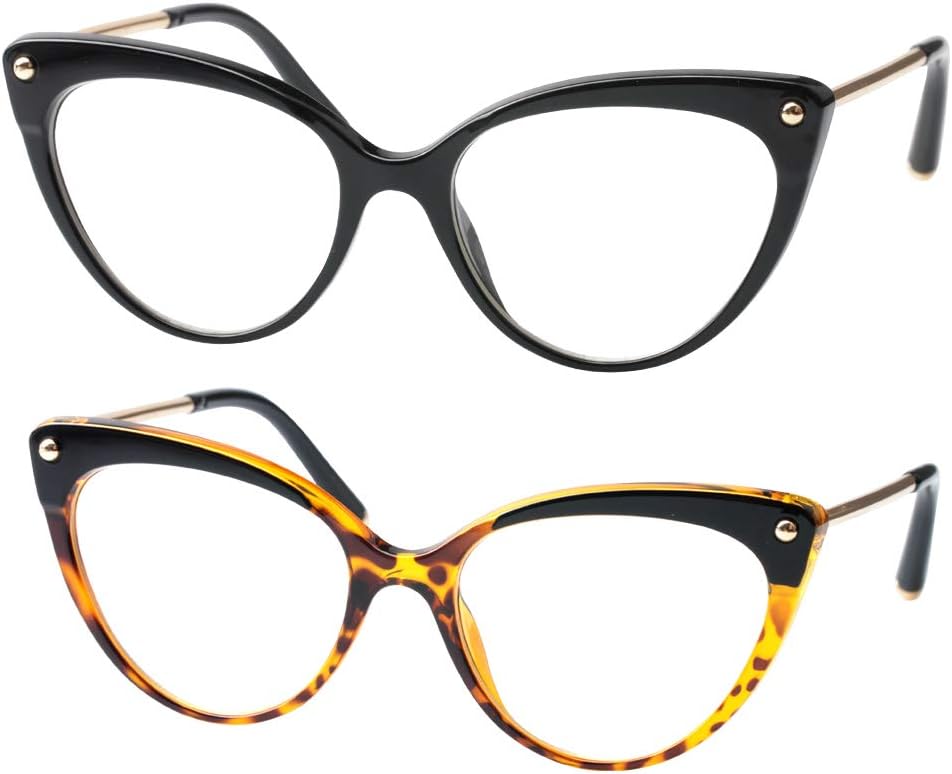 SOOLALA Ladies Oversized Cat Eye Reading Glass Modern Eyeglass Frame