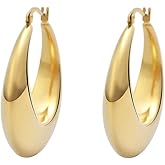 Edforce Stainless Steel Chunky Large Thick Rounded Tube Hoop Earrings