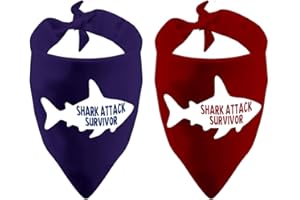 PWHAOO 2 Pack Funny Dog Bandana Shark Attack Survivor Dog Bandana (Shark Attack Survivor 2 Pack)