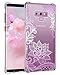 Casetego Compatible with Galaxy Note 9 Case,Clear Soft Flexible TPU Case Rubber Silicone Skin with Flowers Floral Printed Back Cover for Samsung Galaxy Note 9-Purple Flower