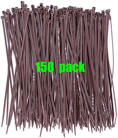 HAODE Fashion Dark Brown 8 Inch Cable Ties Fastener for Fence in Bulk 150 Pack Handheld Typical Zip Ties with Bard Easy to Use